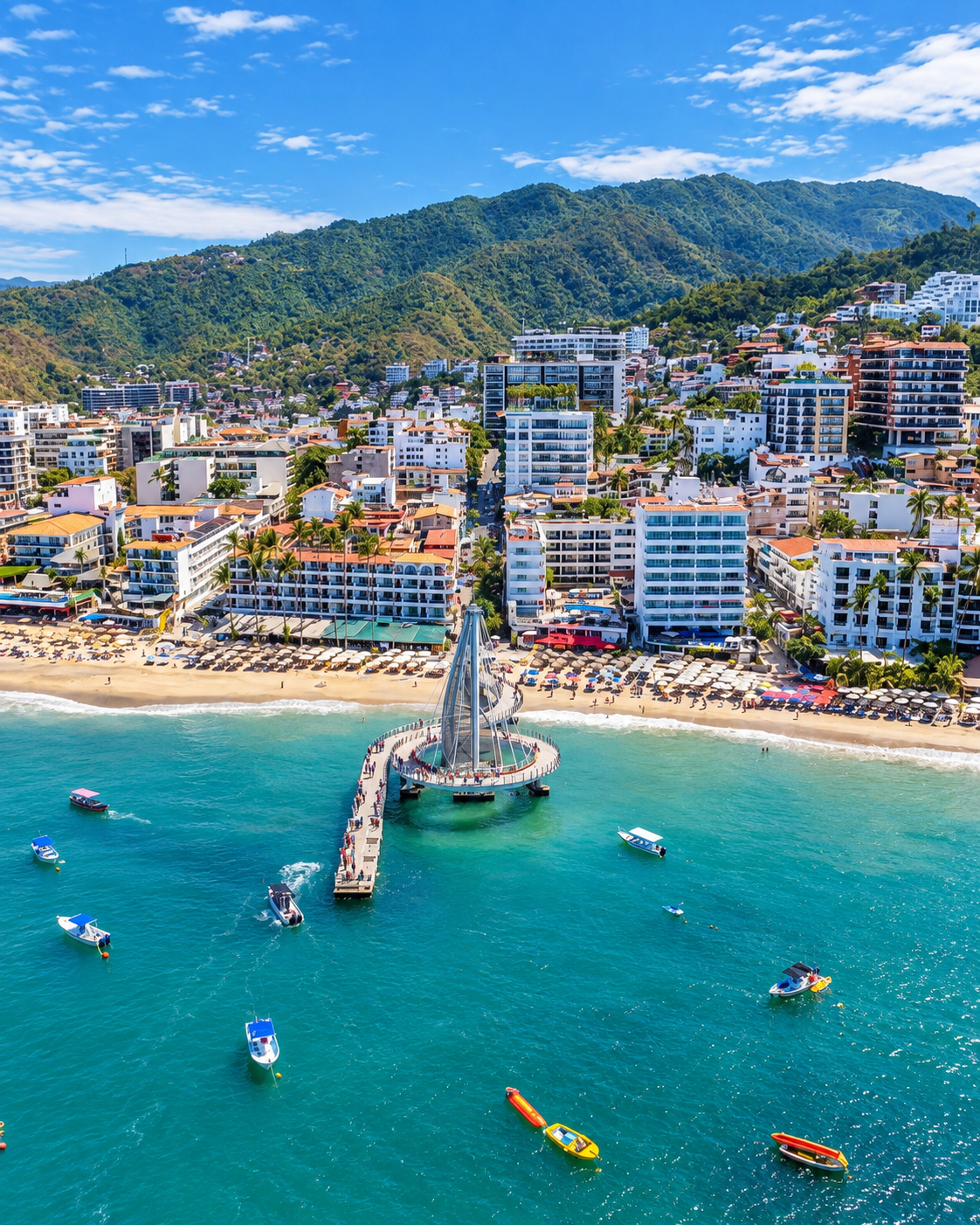 Vista aérea del muelle de Playa Los Muertos