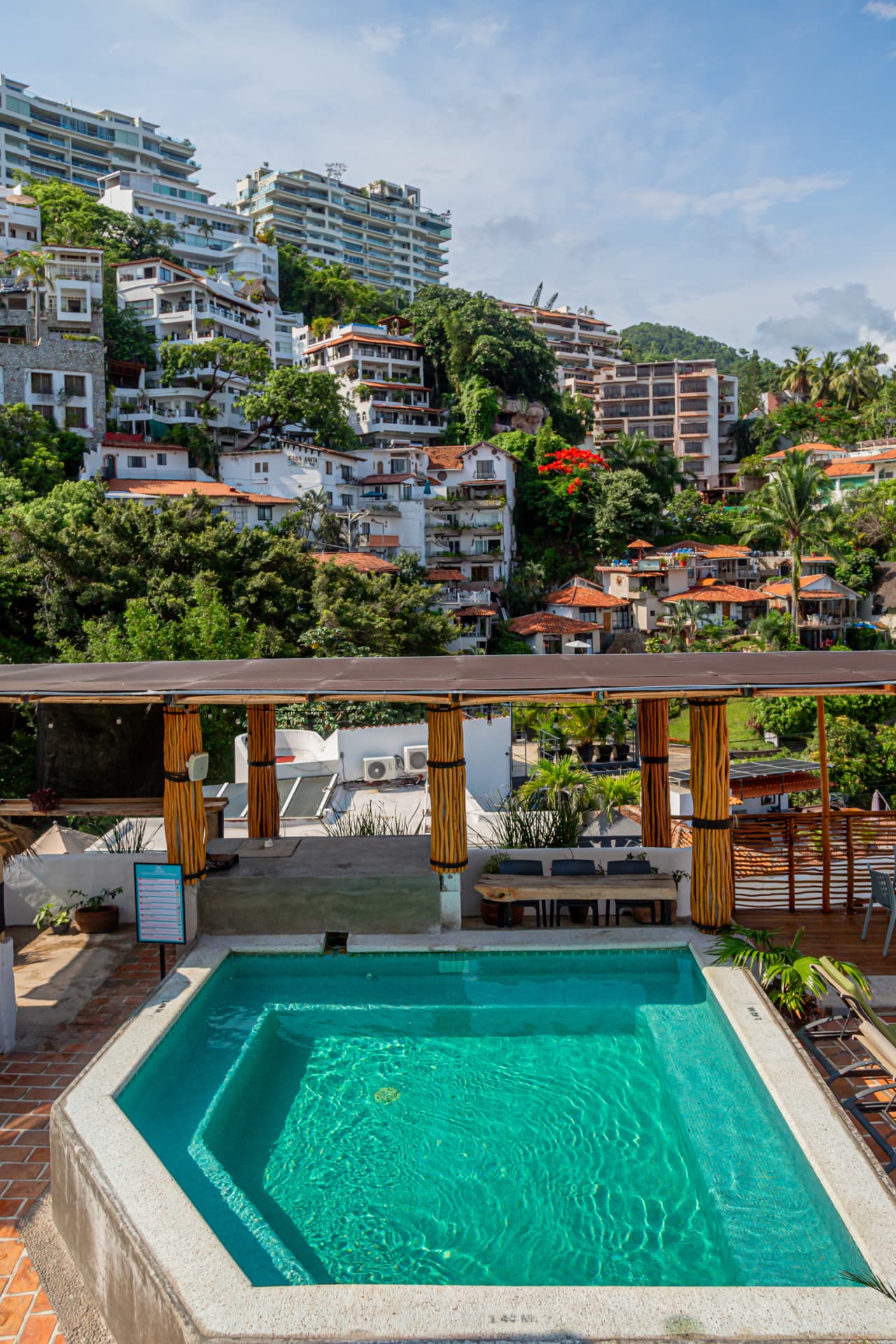 Amaca's pool facing the hills of Puerto Vallarta